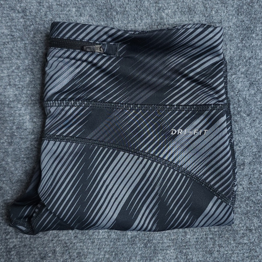 Nike Dri-Fit Leggings Women's XS Gray Black Drawstring Waist Running Capris‎